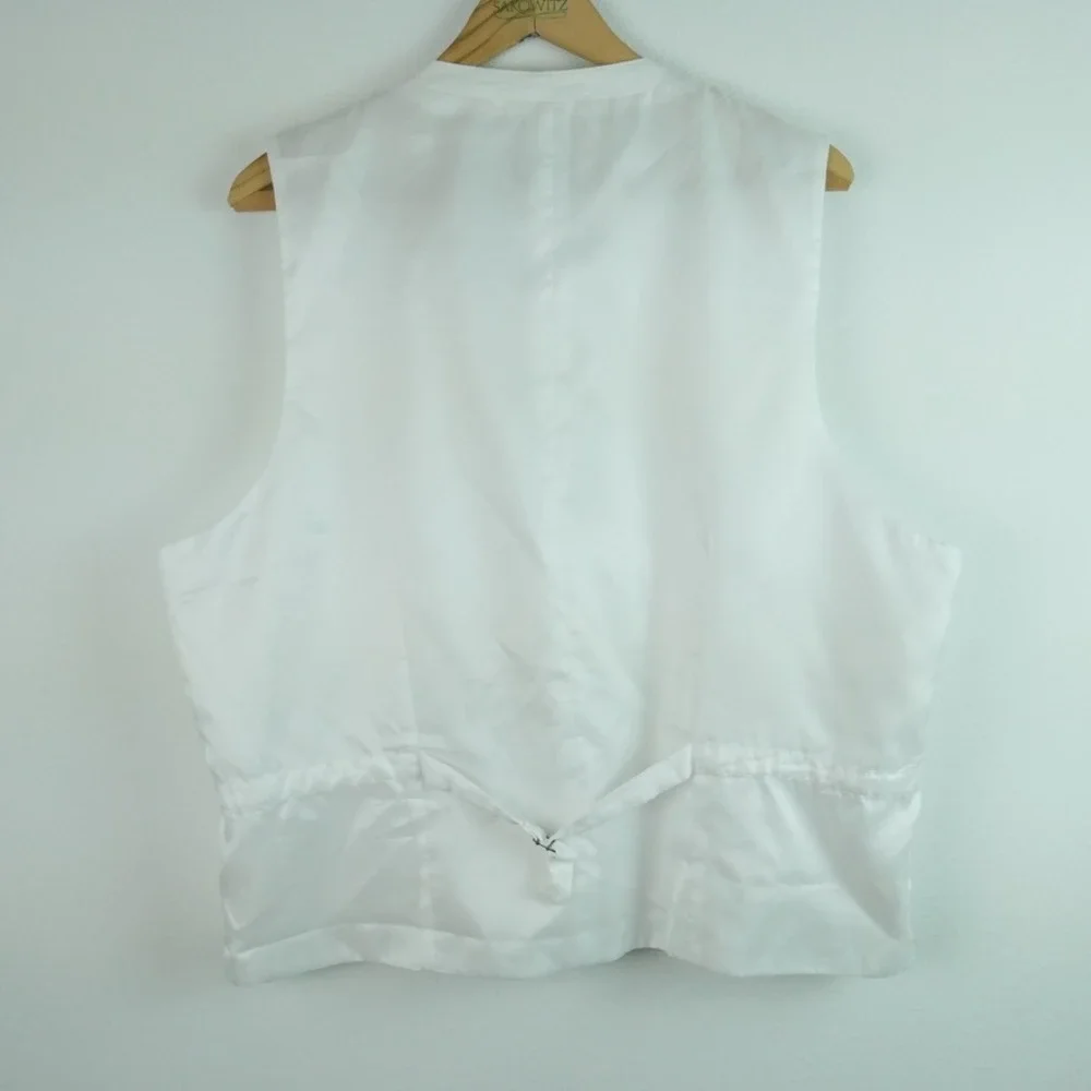 Joseph Abboud Mens XXL White 100% Linen Double Breasted Suit Vest Waistcoat